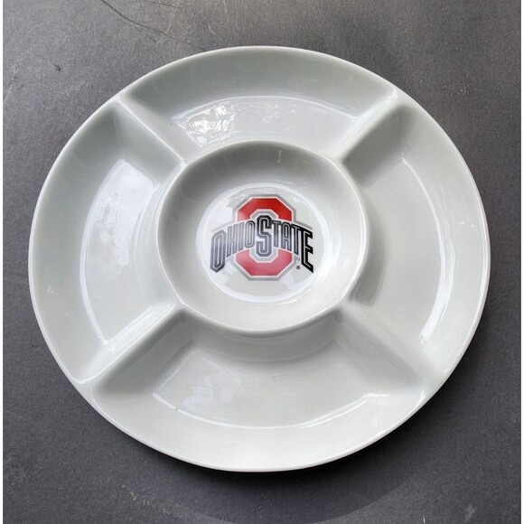 The Ohio State University Ceramic Divided Appetizer Serving OSU Buckeyes Plate - Picture 3 of 9